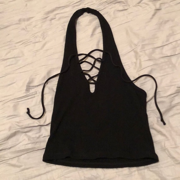 Urban Outfitters Tops - Black lace up halter top